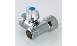 Кран шаровой для сантехнических приборов Valtec VT.256.N.04 1/2"-3/4"-1/2" внутренняя/наружная/наружная резьба трехходовой